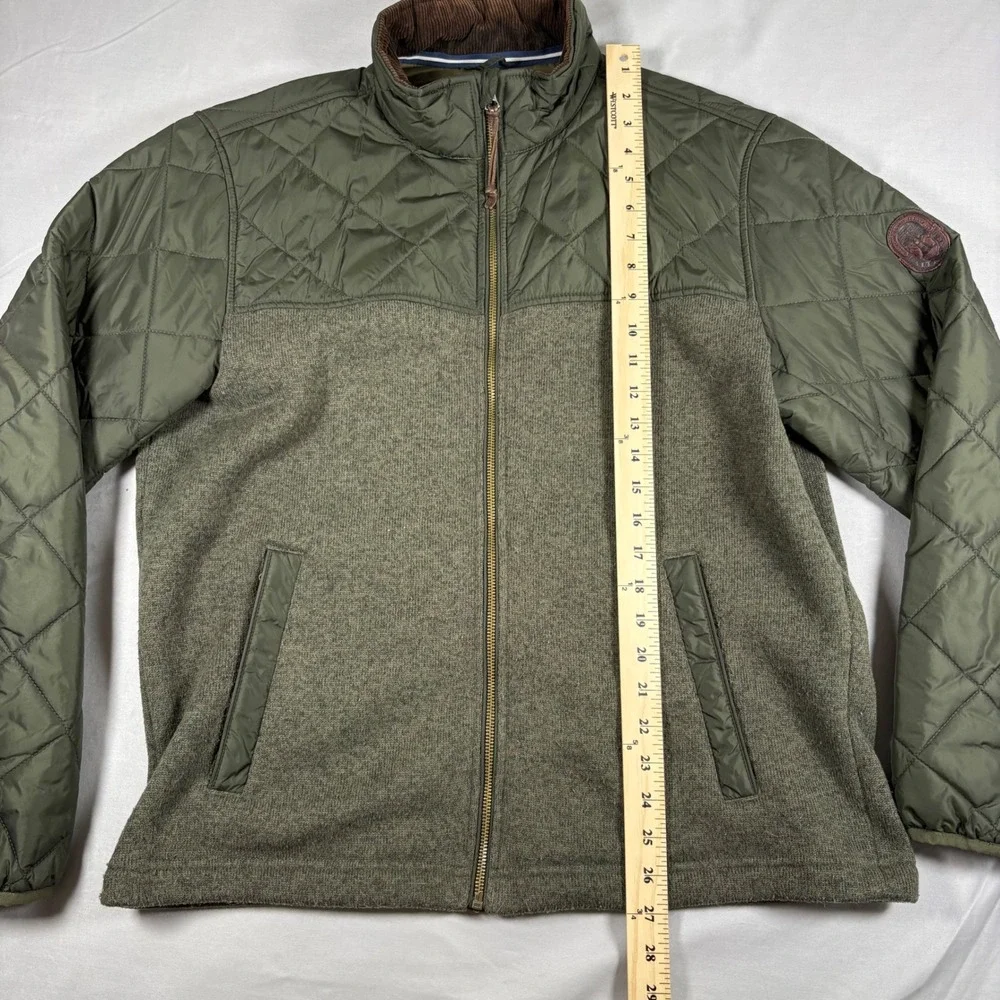 Lands End Primaloft Hybrid Quilted Jacket Mens Large Olive Green Corduroy Trim